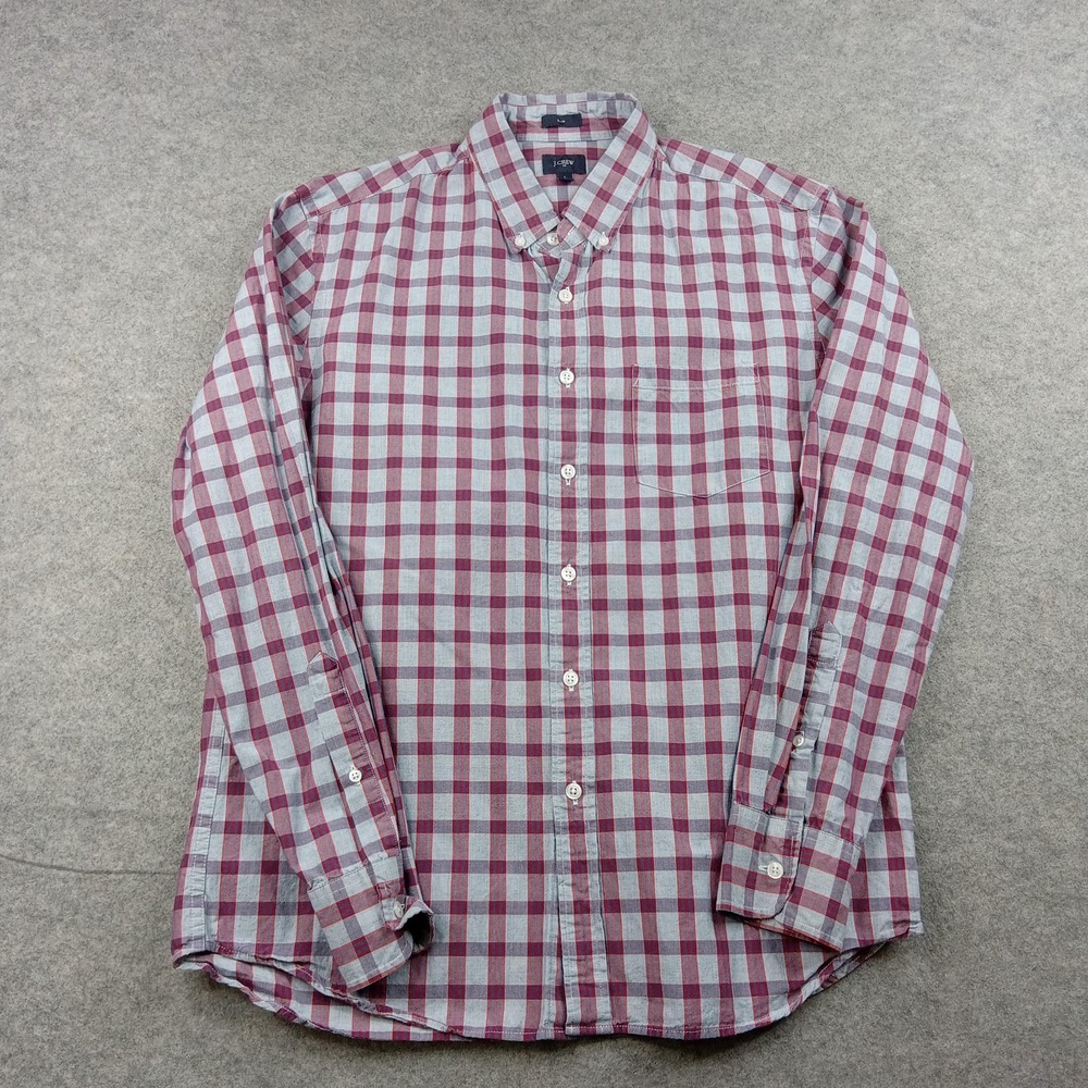 J Crew Shirt Mens Large Multicolor Plaid Slim Fit Button Front Long Sleeve Woven